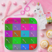 カラフルデイジースクウェア、おもしろいおよび全エレガント大事な行事 ペーパープレート (パーティー)