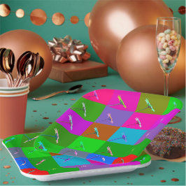 カラフルデイジースクウェア、おもしろいおよび全エレガント大事な行事 ペーパープレート