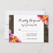 カラフルデイジーバ素朴ーンウッド結婚式RSVPカード 出欠カード (正面)