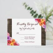 カラフルデイジーバ素朴ーンウッド結婚式RSVPカード 出欠カード (スタンド正面)