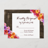 カラフルデイジーバ素朴ーンウッド結婚式RSVPカード 出欠カード (正面/裏面)