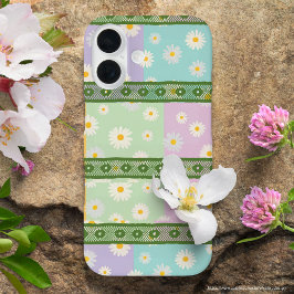 カラフルデイジーパタガーリーーン緑ブルーピンクレース iPhone 16ケース