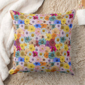 カラフルデイジーパターン（の模様が）ある装飾用クッション クッション (ブランケット)