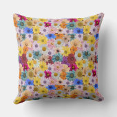 カラフルデイジーパターン（の模様が）ある装飾用クッション クッション (裏面)
