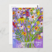 カラフルデイジーブーケありがとう ポストカード (正面/裏面)
