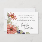 カラフルデイジーワイルドフラワー水彩フローラ サンキューカード (裏面)