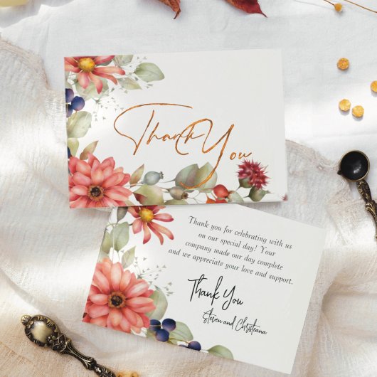 カラフルデイジーワイルドフラワー水彩フローラ サンキューカード