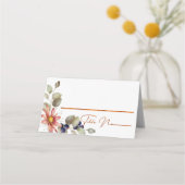 カラフルデイジーワイルドフラワー水彩フローラ プレイスカード (正面)