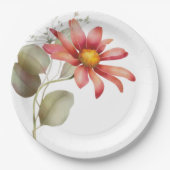 カラフルデイジーワイルドフラワー水彩フローラ ペーパープレート (正面)