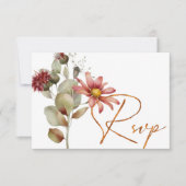 カラフルデイジーワイルドフラワー水彩フローラ 出欠カード (正面)