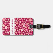 カラフルデイジー柄かわいいピはっきりしたンクカスタム ラゲッジタグ (正面横)