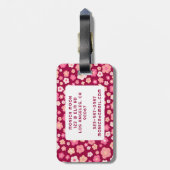 カラフルデイジー柄かわいいピはっきりしたンクカスタム ラゲッジタグ (裏面縦)