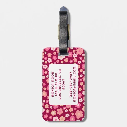 カラフルデイジー柄かわいいピはっきりしたンクカスタム ラゲッジタグ (裏面縦)