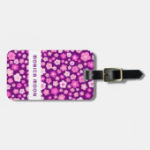 カラフルデイジー柄かわいい紫カスタム色 ラゲッジタグ (正面横)