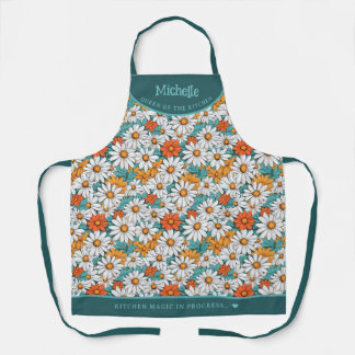カラフルデイジー植物学パーソナライズされた エプロン