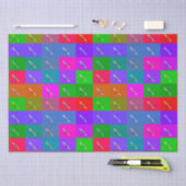 カラフルデイジー正方形、抽象芸術フローラルパターン 薄葉紙 (クラフト)