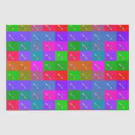 カラフルデイジー正方形、抽象芸術フローラルパターン 薄葉紙