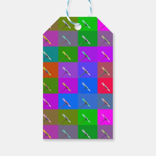 カラフルデイジー正方形、抽象芸術フローラ写真 ギフトタグ (裏面)