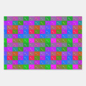 カラフルデイジー正方形、抽象芸術フローラ写真 ラッピングペーパーシート (正面3)