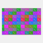 カラフルデイジー正方形、抽象芸術フローラ写真 ラッピングペーパーシート (正面2)