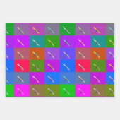 カラフルデイジー正方形、抽象芸術フローラ写真 ラッピングペーパーシート (正面)