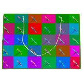 カラフルデイジー正方形、抽象芸術小プリント ラージペーパーバッグ (正面)