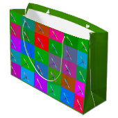 カラフルデイジー正方形、抽象芸術小プリント ラージペーパーバッグ (裏面アングル)