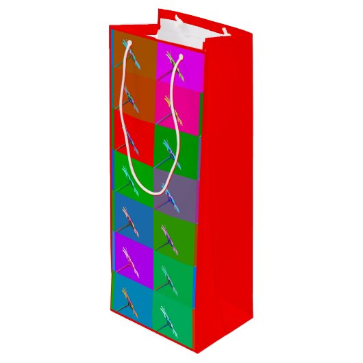 カラフルデイジー正方形、抽象芸術小プリント ワインギフトバッグ (裏面アングル)