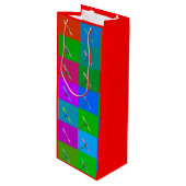 カラフルデイジー正方形、抽象芸術小プリント ワインギフトバッグ (正面アングル)