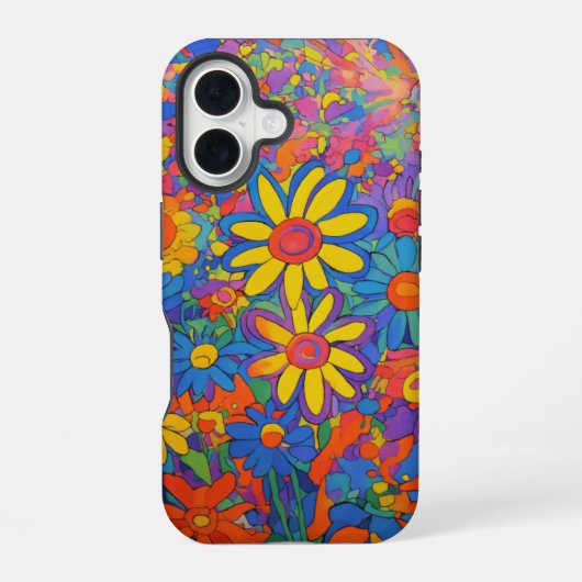 カラフルデイジー爆発 iPhone 16ケース (裏面)