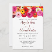 カラフルデイジー花模様結婚式招待状 セーブザデート (正面)