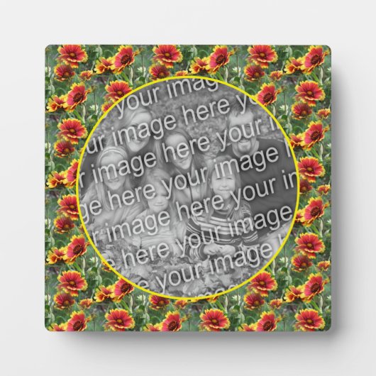 カラフルデイジー花自分の写真を追加 フォトプラーク (正面)