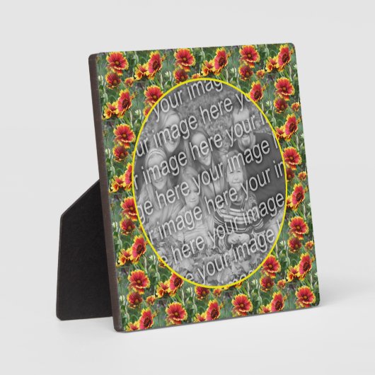 カラフルデイジー花自分の写真を追加 フォトプラーク (正面)