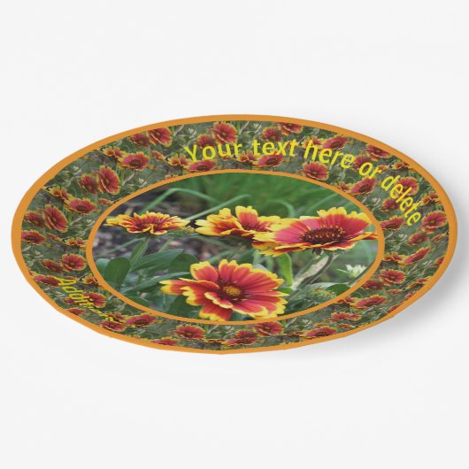 カラフルデイジー花自然パーソナライズされたパーティー ペーパープレート (アングル)