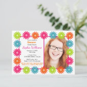 カラフルデイジー- 3x5誕生日招待状 招待状 (スタンド正面)