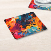 カラフルデザイン スクエアペーパーコースター (アングル)