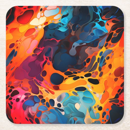 カラフルデザイン スクエアペーパーコースター (正面)