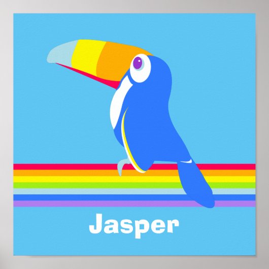 カラフルトゥーカンのグラフィックキッズ子供部屋アート ポスター (正面)