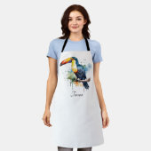 カラフルトゥーカンの枝の上に座る エプロン (着用した状態)