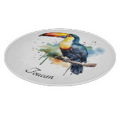 カラフルトゥーカンの枝の上に座る カッティングボード (角)