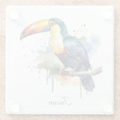 カラフルトゥーカンの枝の上に座る ガラスコースター (裏面)