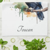 カラフルトゥーカンの枝の上に座る キッチンタオル (折り畳み)