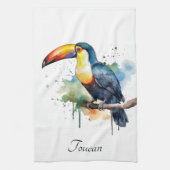 カラフルトゥーカンの枝の上に座る キッチンタオル (縦)