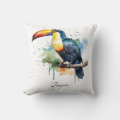 カラフルトゥーカンの枝の上に座る クッション (正面)