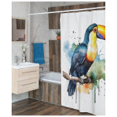 カラフルトゥーカンの枝の上に座る シャワーカーテン