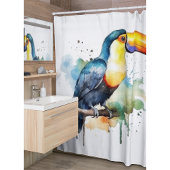 カラフルトゥーカンの枝の上に座る シャワーカーテン