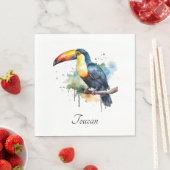 カラフルトゥーカンの枝の上に座る スタンダードランチョンナプキン (インサイチュ)