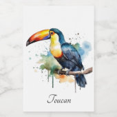 カラフルトゥーカンの枝の上に座る フードラベル (シングルラベル)