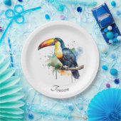 カラフルトゥーカンの枝の上に座る ペーパープレート (パーティー)