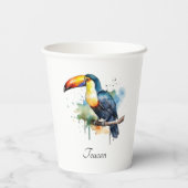 カラフルトゥーカンの枝の上に座る 紙コップ (裏面)